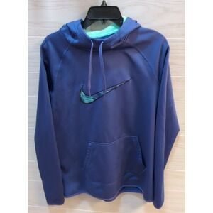 NIke Dri-fit L large hoodie pullover swoosh Womens purple green cowl neck